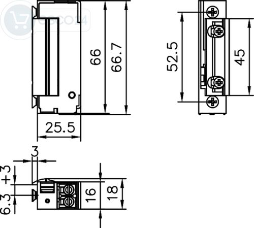 Türöffner-Austauschstück 118E500 verstellbar mit mech. Entriegelung L+R