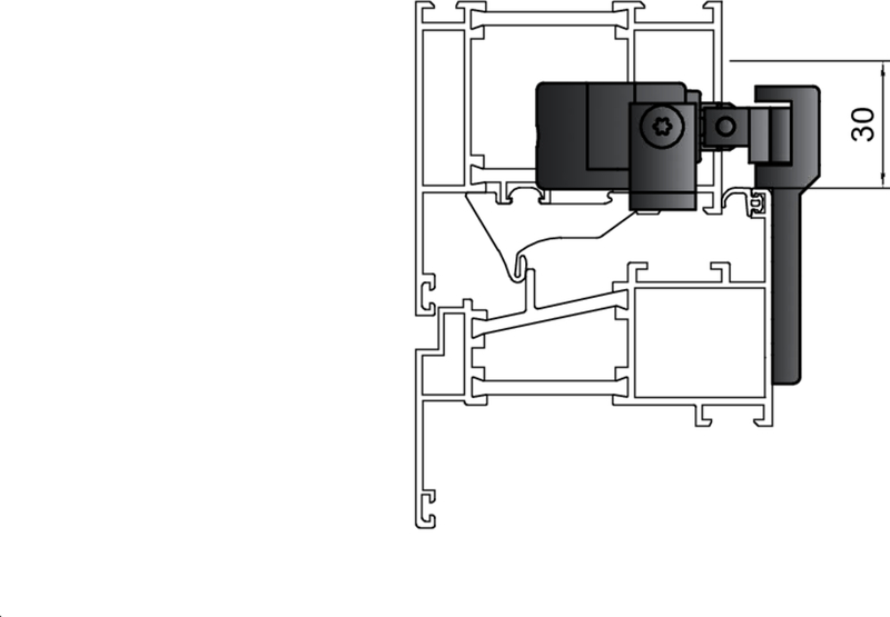 Fensterbeschlag, Scharnier, Profil, Aluminium, Schwarz