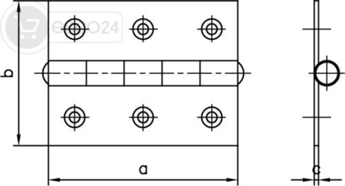 STAHLFENSTERSCHARNIER N. DIN 7954B MIT VERN.MESS.STIFT 70X51X1,4 MM VERZ.CHROM.