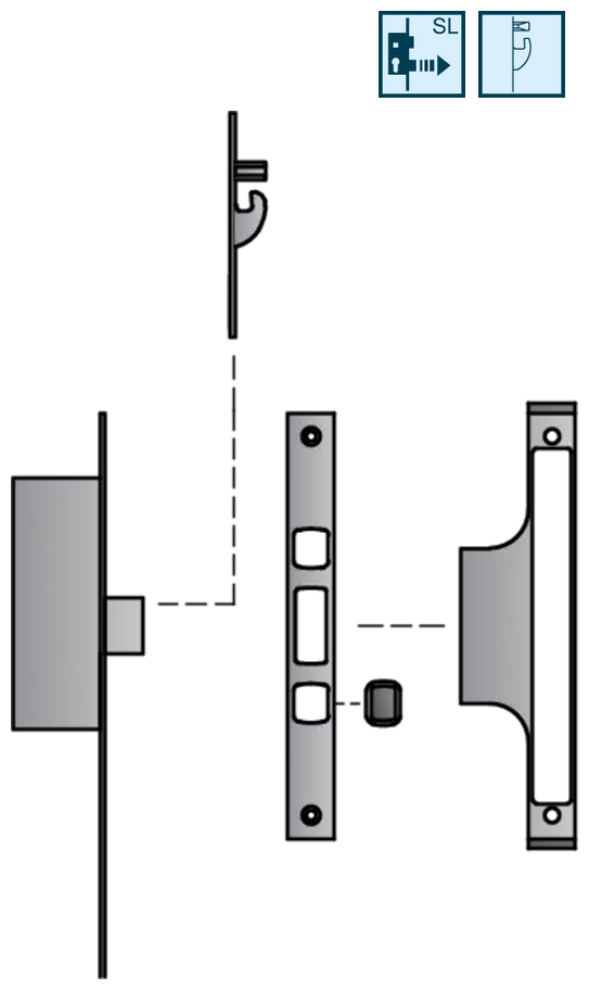 Türschloss, Sicherheitsschloss, Griffstück, Schlossmechanismus, Baugruppe