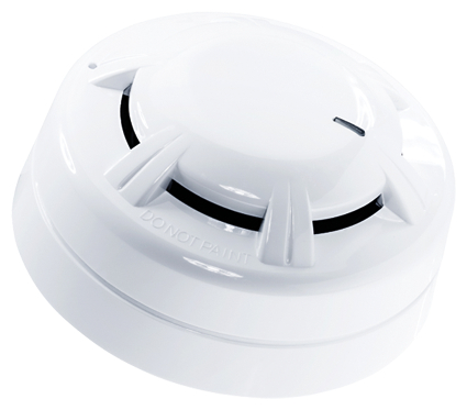 Rauchmelder, Ionisationsmelder, Brandmelder, runder Melder, weißer Kunststoff