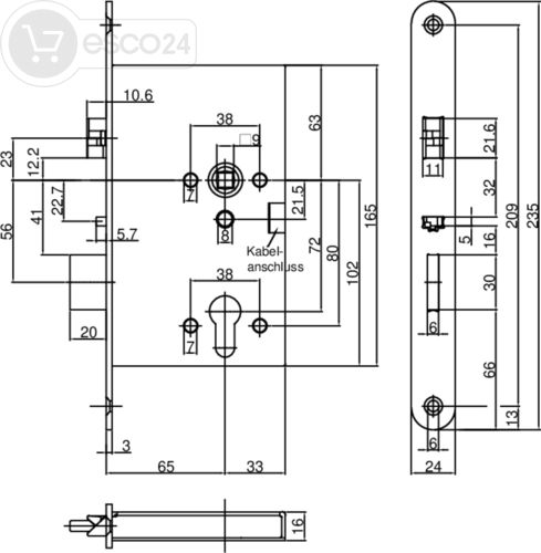 SVP 6278 Panik Schloss SL D65 F3X24X235, PZ 72, 9, L ew R aw