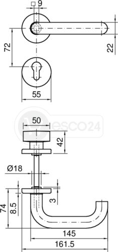 ECO Wechselgarnitur D-110/K-130 m. Rundrosette, PZ, Kunststoff