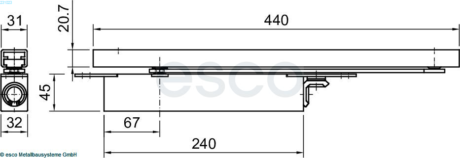 GEZE BOXER Set mit Gleitschiene h=20,7mm EN2-4