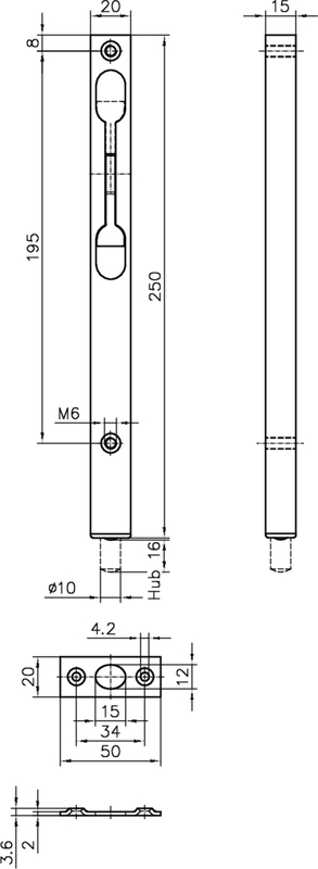 Tür-Riegel, Fräsblock, Schlossblech, Metallplatte, Abmessungen