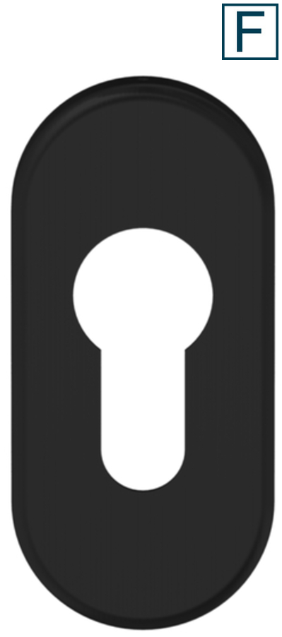 esco Clip-Schlüsselrosette h=7mm, oval, PZ, Edelstahl schwarz PVD C60 matt