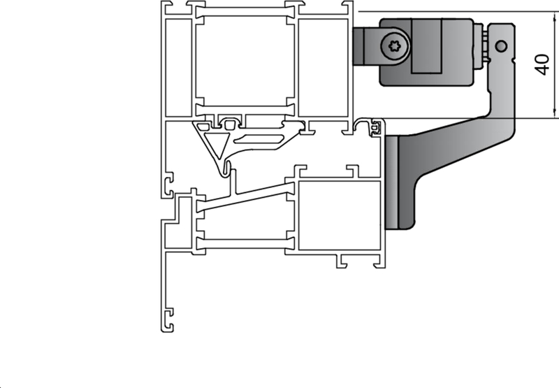 Fensterrahmen, Aluminiumprofil, Scharnier, Beschläge, Profilzeichnung