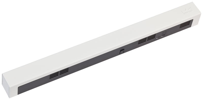 LED-Lichtleiste, Unterbauleuchte, weißes Gehäuse, Lüftungsschlitze, Ein-/Ausschalter