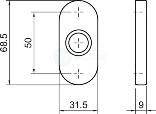 OGRO Drückerrosette 6621 h=9mm, oval, ER (Edelstahl matt)