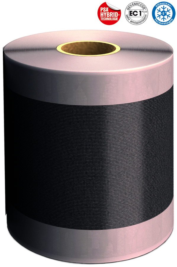 Gurtband, Klebeband, Rollenband, Textilband, Schwarz