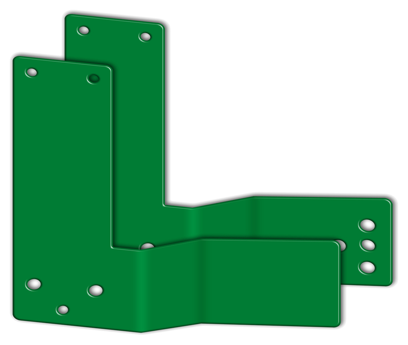 GfS gekröpfte Montageplatte DIN1125 grün RAL 6029, 50mm Versatz, DIN R