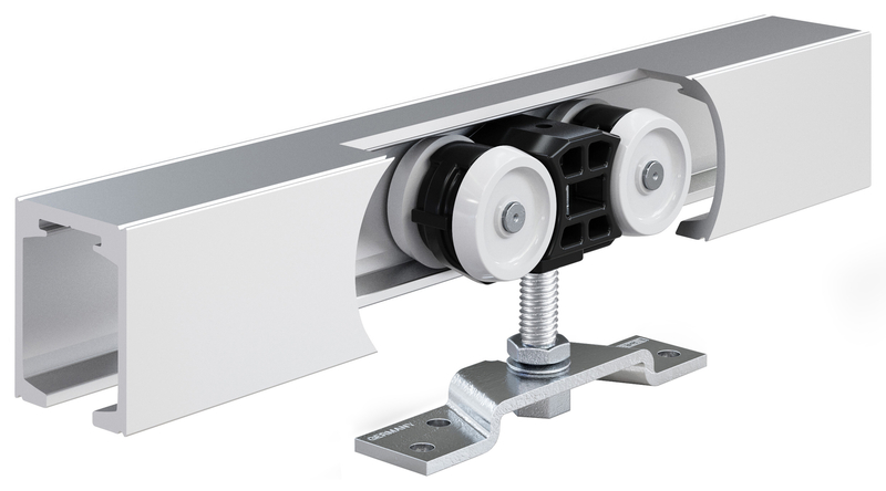 gleiter, rollenwagen, schiebetüraufsatz, metallhalter, aluminiumschiene
