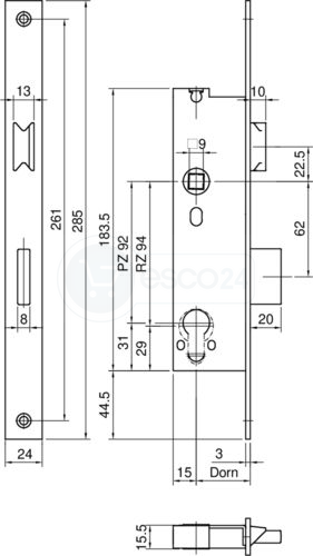 FR-Schloss systeQ-S-BASIC 1438 D30 F3x24x285,VK9,L/R