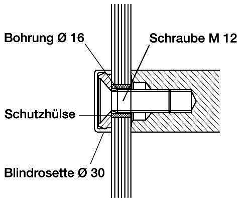 esco Stangengriff-Befestigungsset MS ES 160.00 einseitig, Glasstärke 8-12 mm