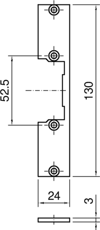 Metall-Scharnier, Plattenhalter, Montageplatte, Schraubenlöcher, Maße 130x52,5 mm