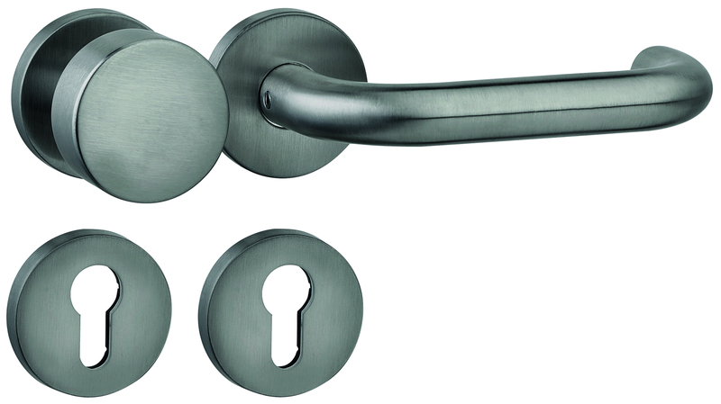 Türgriff, Türdrücker, Rundrosette, Schlossrosette, Metalloberfläche