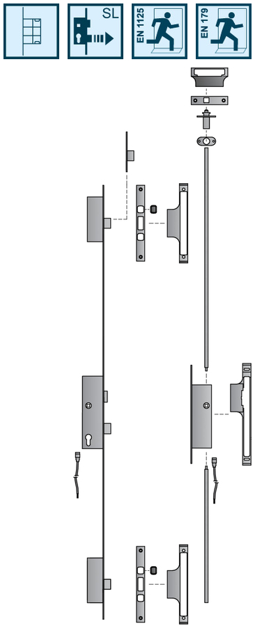 Türschloss, Korpus, Riegel, Schlossanker, Beschläge