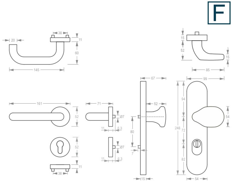 T-förmiger Griff, Türgriff, Schnappverschluss, Bodenmontage, Beschläge