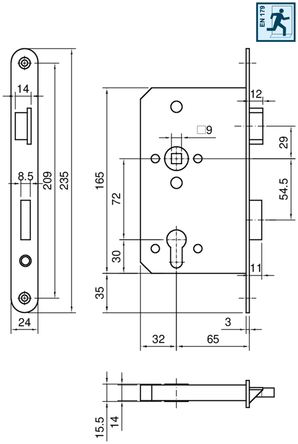 Türschloss, Schloss, Mechanismus, Abmessungen, Metall