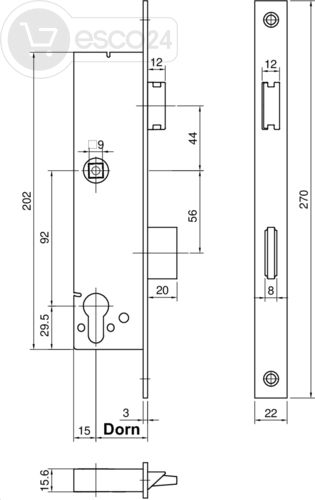 FT-Schloss BKS B-1820-ESC-1 Fkt.B D35 F3x22x270,L/R