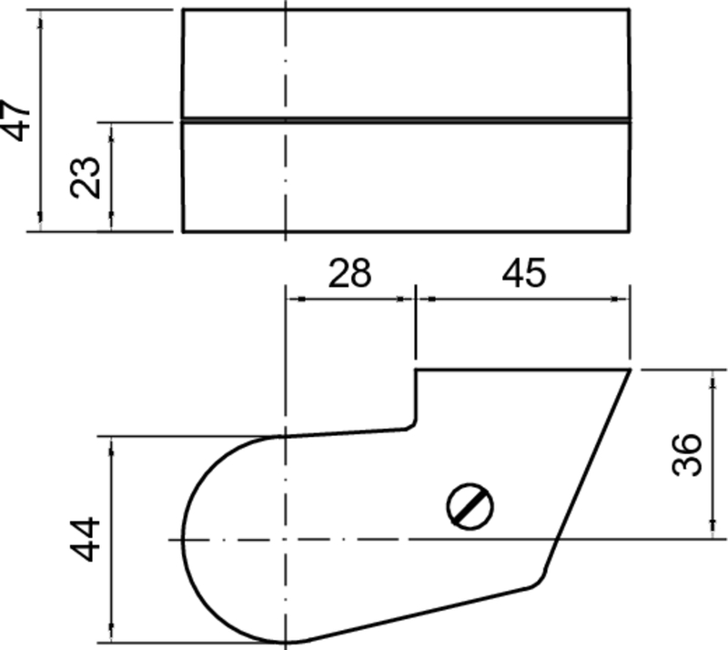 metallteil, technische zeichnung, abmessungen, schraubenloch, profilform