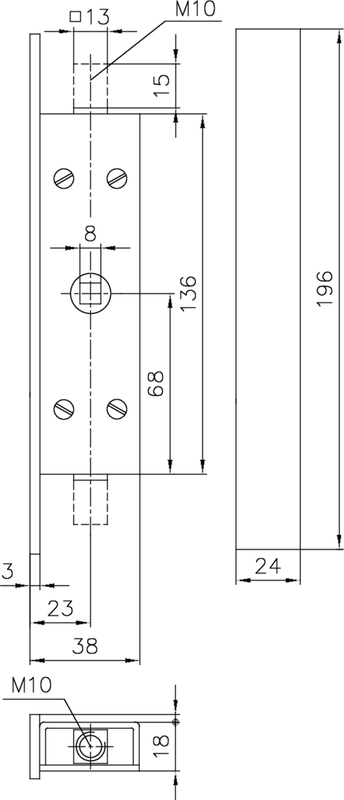 KANTENRIEGEL,VERZ.,M 8 MM NUSS,23MM DORN Schaubild, CAD-Diagramm, Schaubild,