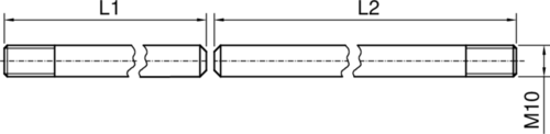Treibriegelstangen-Set massiv, m.Gewinde M10 d=10, l=1x750/1x1500mm, Stahl verz., L/R