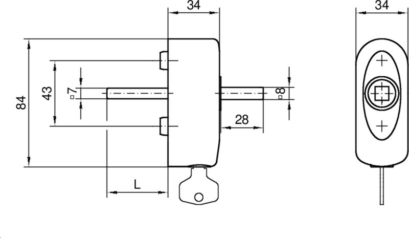 elek. Türschloss, elektromagnetisches Schloss, Sperre, Türschloss, Abmessungen 84mm
