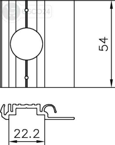WICONA Adapter WS65/WS65N NG 22mm l=54mm Schalt-,Schnappschloss