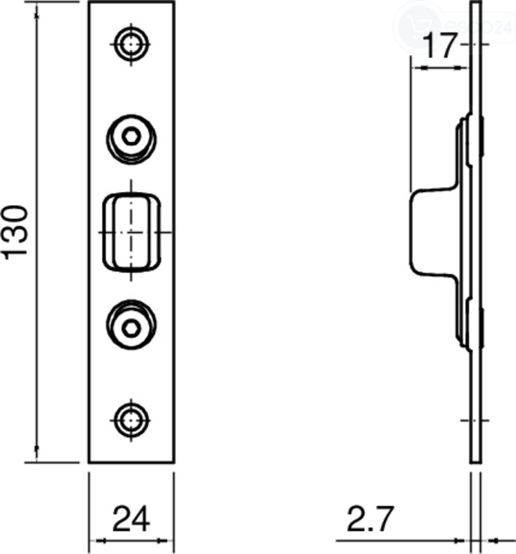 Schließgehäuse Neben systeQ-M-B, Bolzen F3x24x130, verstellbar, L/R