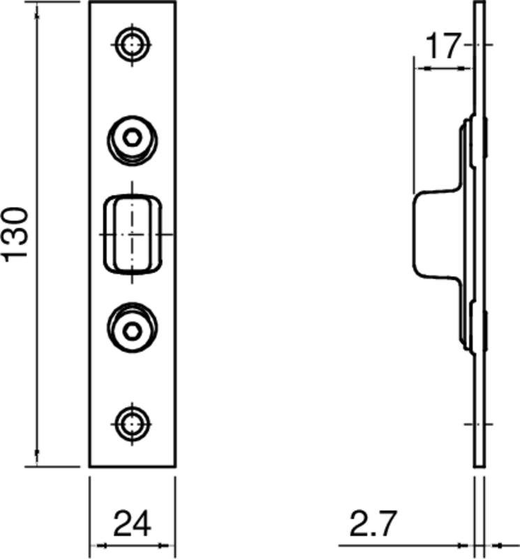 Schließgehäuse Neben systeQ-M-B, Bolzen F3x24x130, verstellbar, L/R