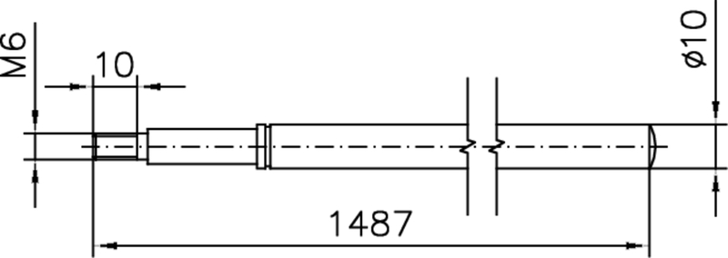 mechanische Zeichnung, Stab, Zylinder, Abmessungen, Ø10
