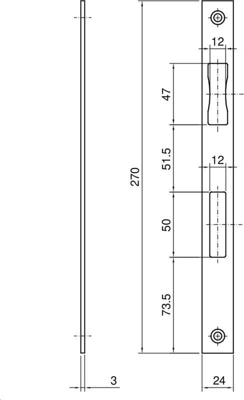 Schließblech BKS-S-18-ESC-1 F3x24x270,L/R Diagramm, Handlung, Diagramm, Handlung,