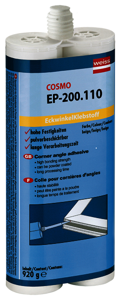 COSMO EP-200.110, 2-K-Epoxy-Klebstoff Tandemkartusche à 920 g, grau Flasche, Shaker, Flasche, Shaker,