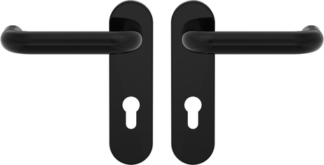 ECO Türdrückergarnitur EN179 D-110 m. Kurzschild, PZ, Kunststoff schwarz Griff, Griff,