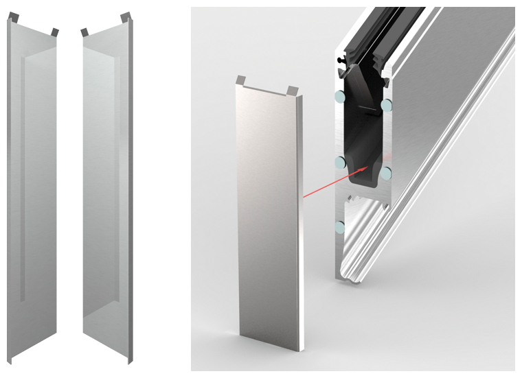 Aluminiumprofil, Glasmaße, Schiebetürprofil, Montageclip, Kühlprofil