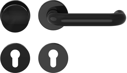 ECO Wechselgarnitur D-110/K-130 m. Rundrosette, PZ, Kunststoff schwarz Griff, Griff,