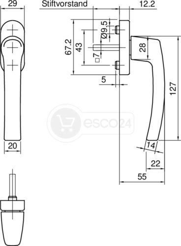 ROTO Fenstergriff ROTO Line NT VK=7x24 mm, AL silber