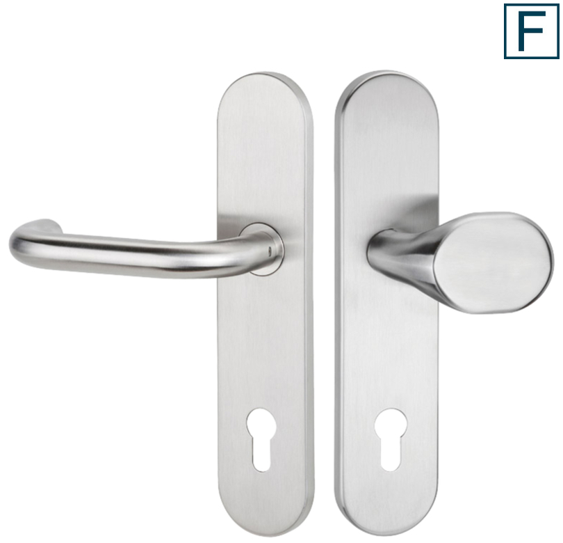 Türgriff, Türdrücker, Satiniert, Edelstahl, Schlossrosette