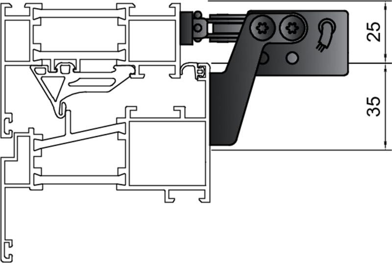 mechanischer Scharnier, Metallhalterung, verstellbarer Arm, Schraubennägel, Maßzeichnung