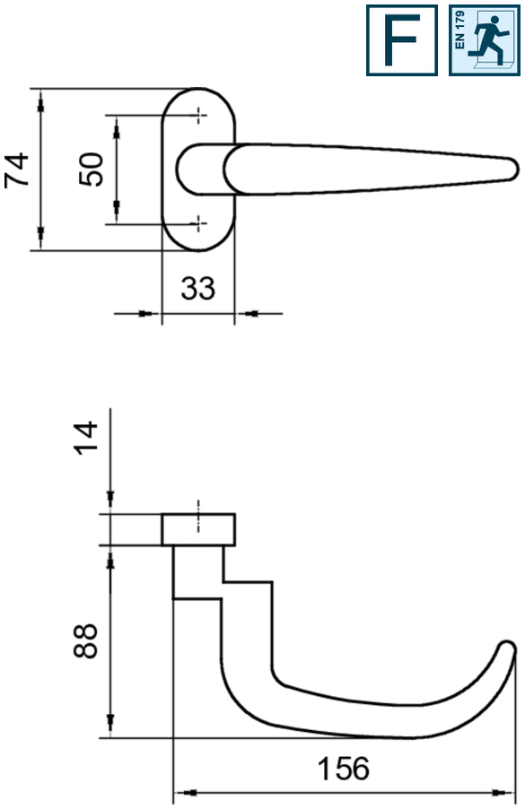 Türdriegel, Griff, Klinke, Metall, Lackiertes