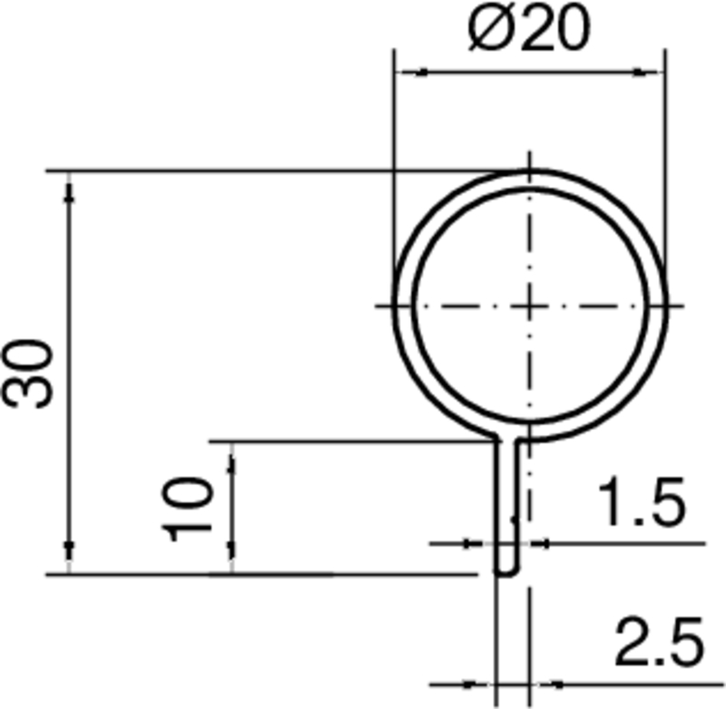 kreis, scheibe, sensor, durchmesser 20, technische zeichnung
