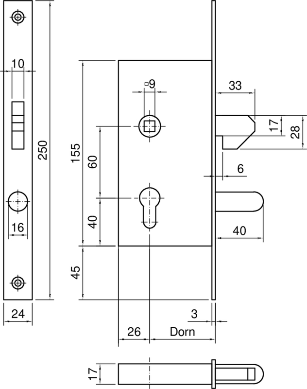 Schloss, Türschloss, Mechanik, Rundnase, Scharnierseite