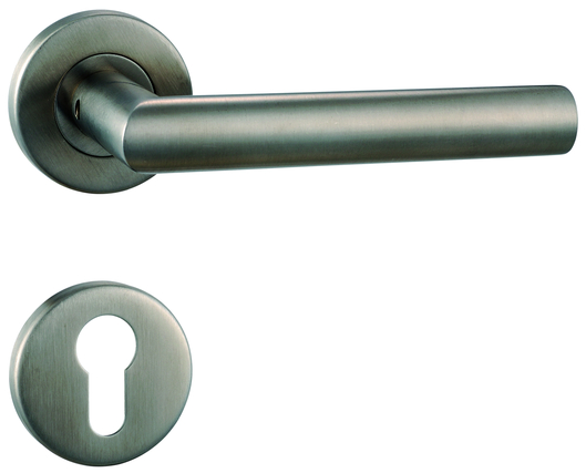 Türgriff, Hebel, Metall, gebürstet, Schlüssellochplatte