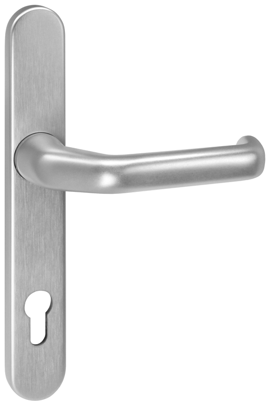 Türdrücker, Hebelgriff, Metall, Edelstahl, Schlüssellochabdeckung
