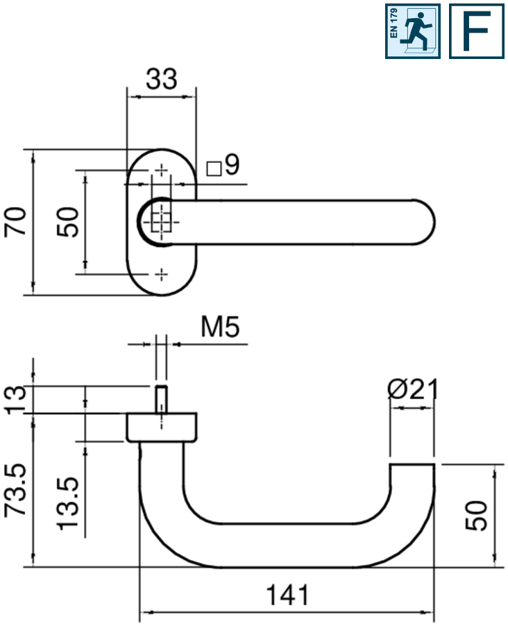 Türgriff, Türdrücker, Griffmechanik, M5 Schraube, Kernprofil
