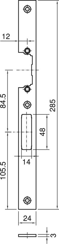Schließblech Haupt systeQ-S-ESC-1 P787 f.118 Profix2 F3x24x285,L