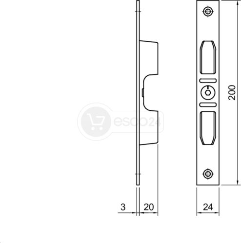 Schließblech NS WILKA 8600/8700 F3x24x200, L/R verstellbar