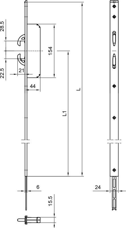 Stulpverlängerung WILKA 8600 U6x24x500 L/R Schaubild, Schaubild,