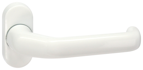 esco BASIC Türdrücker 2018 VK=8mm, Ovalrosette, Alu RAL9016 Griff, Griff,